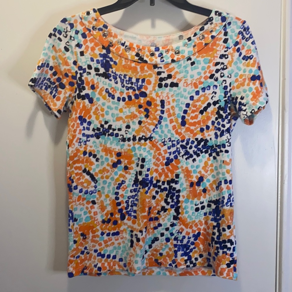 Soft orange and blue pattern medium shirt!
